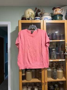 Eddie Bauer Women's XXL Pink 100% Cotton Short Sleeve Knit Sweater Tee